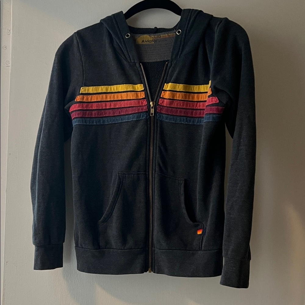 Aviator Nation Kids Charcoal 5 Stripe Hoodie